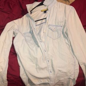 Button up light blue jean shirt